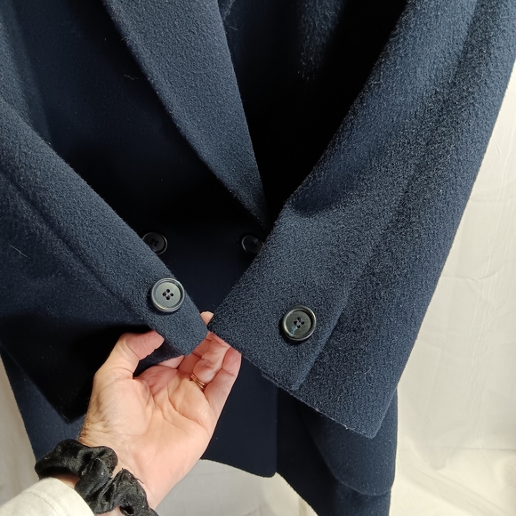 Jones New York Women's 100% Wool Overcoat Vintage Navy Blue Size M - Picture 5 of 11